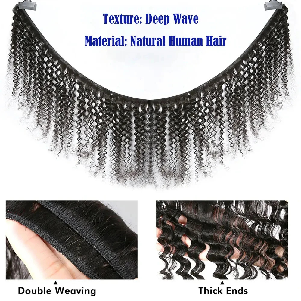 Extensions de cheveux humains  - Deep Wave 3 Bundles With Closure avis et prix